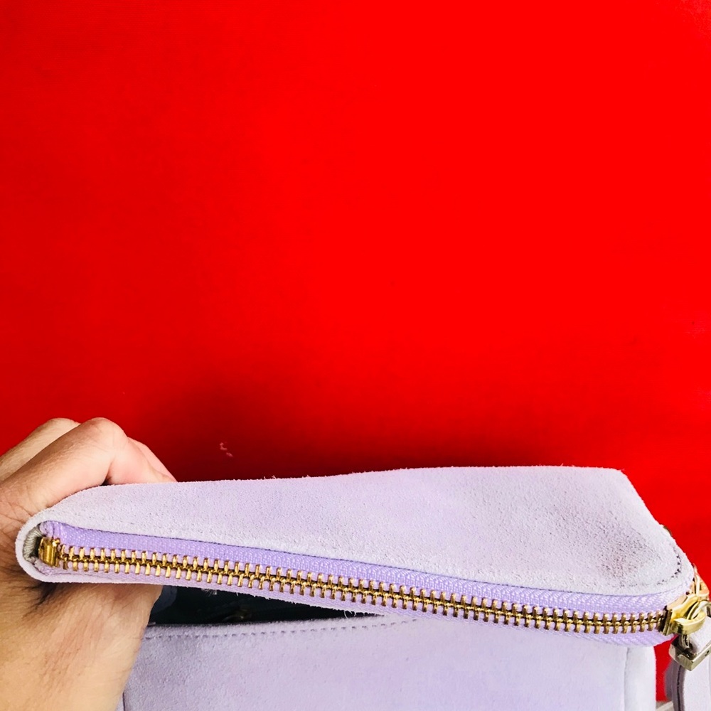Talbots Mini Foldover Suede Crossbody Bag in Lilac - Picture 7 of 8